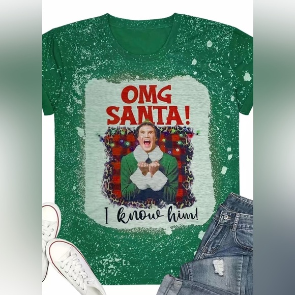 Tops - Christmas holiday graphic tee- OMG Santa! I Know Him